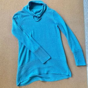 AKINI Cowl Neck Teal Sweater